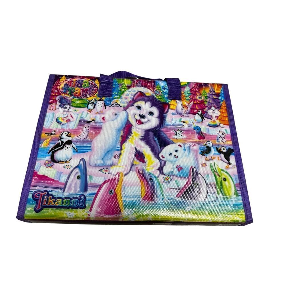 Lisa Frank Pocket Folder Dogs Dolphins Tikanni Art Storage Case Trifold Binder